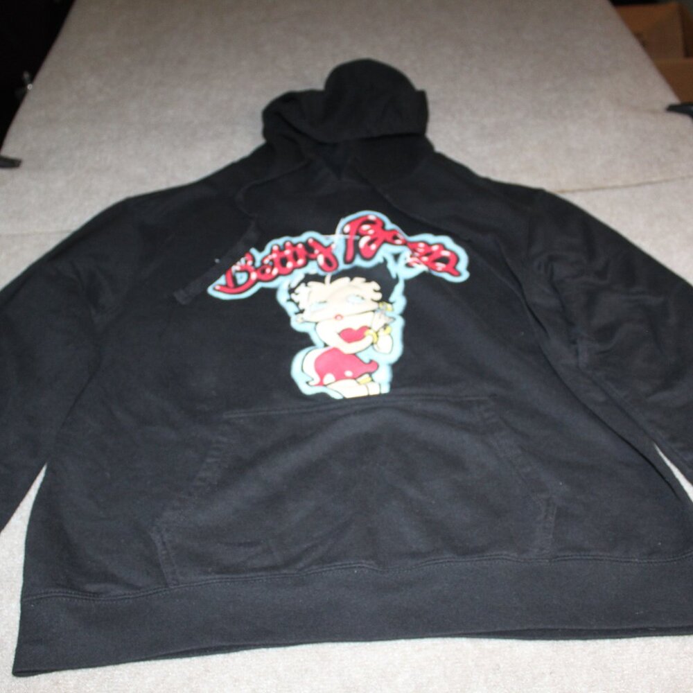 Betty Boop Black Hoodie with Red and Blue Accents